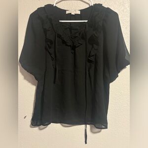 LOFT Petites Ruffle Tie Front Blouse